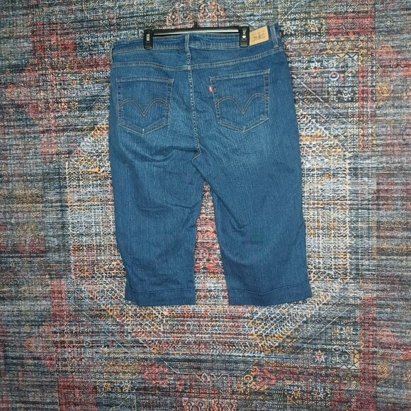 Levis womens dark 512 Perfectly Shaping stretch cuffed capri jeans 22W EUC - Picture 2 of 12
